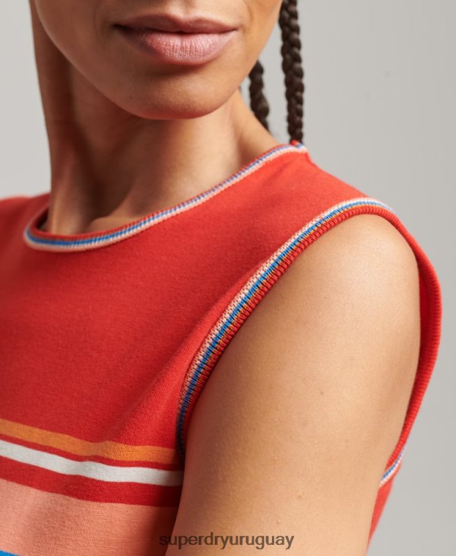 uy Superdry mujer playera sin mangas con rayas cali rojo DT2N8Z6536 ropa