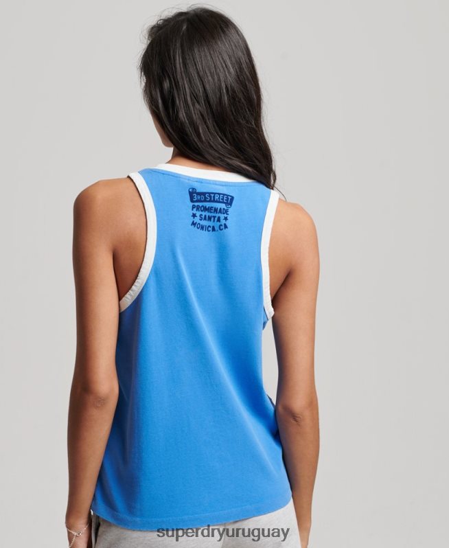 uy Superdry mujer rollo vintage con chaleco azul DT2N8Z2174 ropa