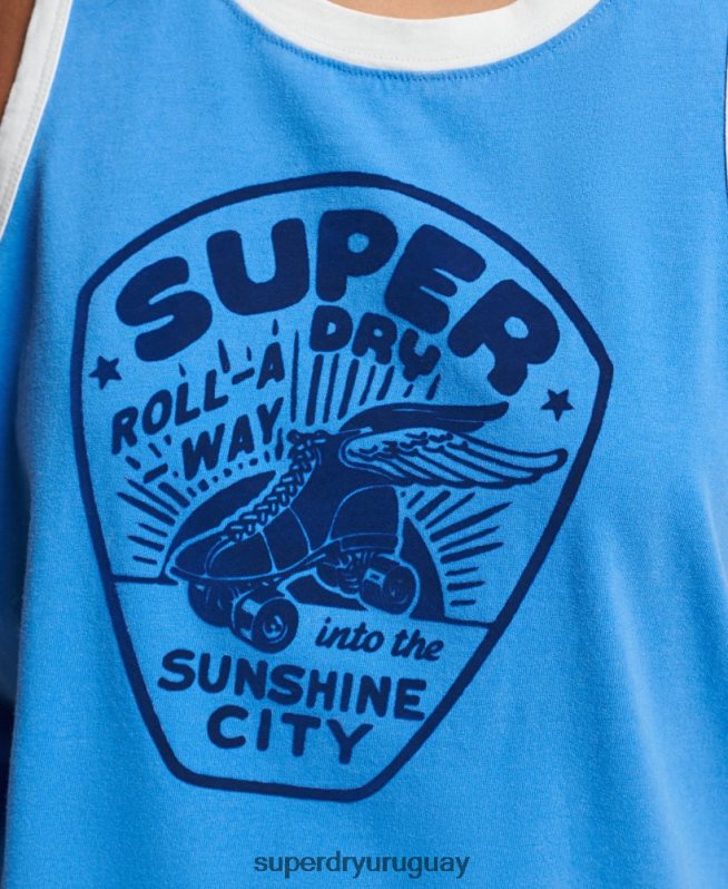 uy Superdry mujer rollo vintage con chaleco azul DT2N8Z2174 ropa