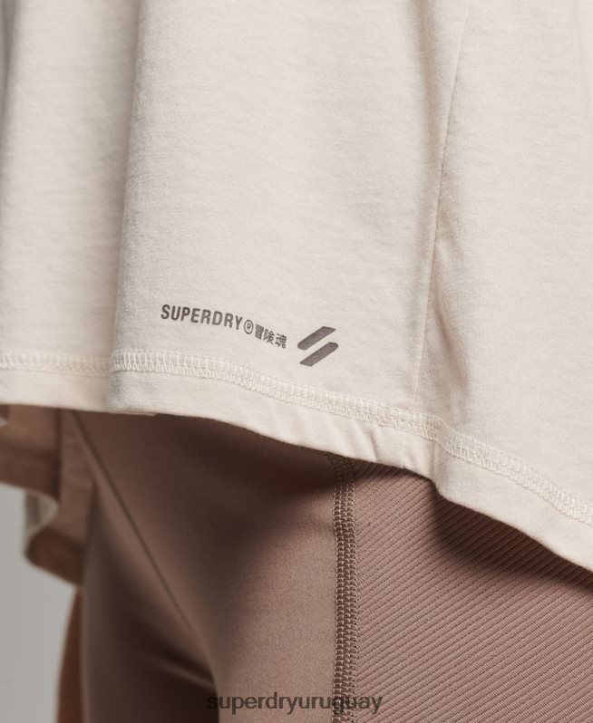 uy Superdry mujer tanque trasero abierto flojo flexible crema DT2N8Z6313 ropa