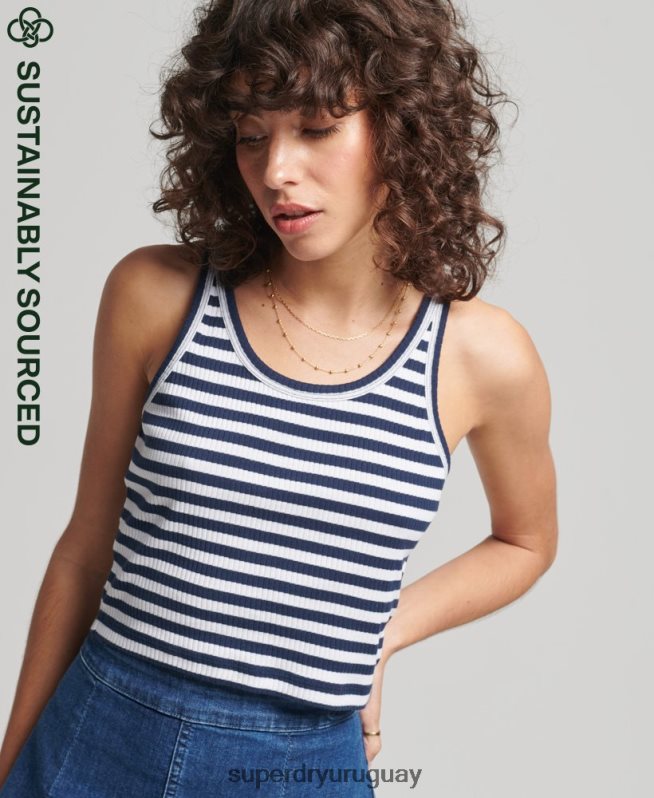 uy Superdry mujer top corto de canalé vintage de algodón orgánico Armada DT2N8Z6700 ropa