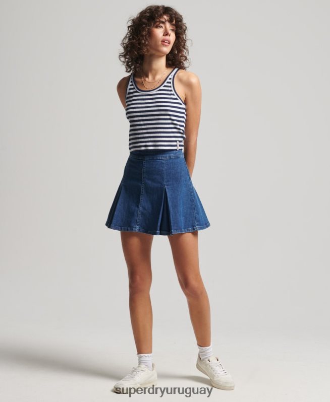 uy Superdry mujer top corto de canalé vintage de algodón orgánico Armada DT2N8Z6700 ropa