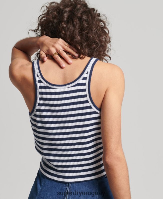 uy Superdry mujer top corto de canalé vintage de algodón orgánico Armada DT2N8Z6700 ropa