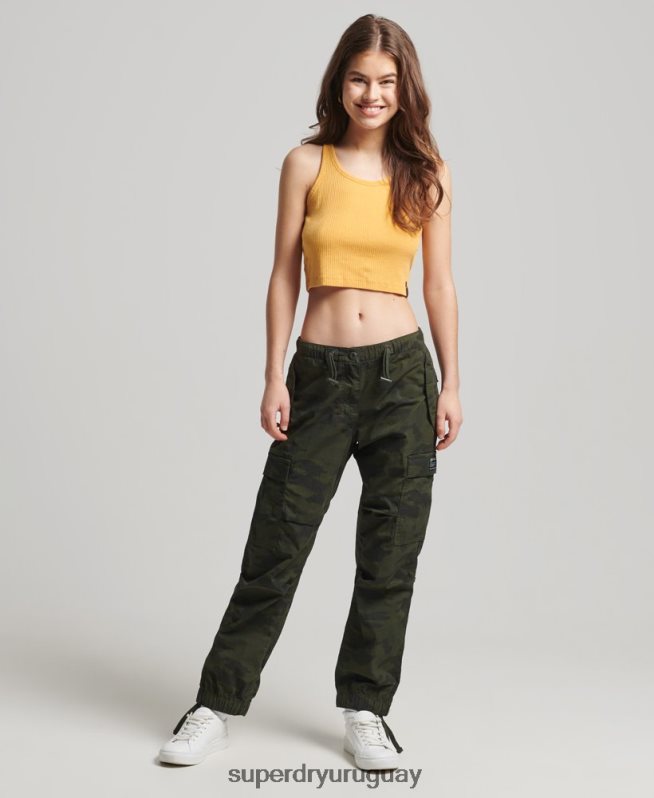 uy Superdry mujer top corto de canalé vintage de algodón orgánico amarillo DT2N8Z6701 ropa