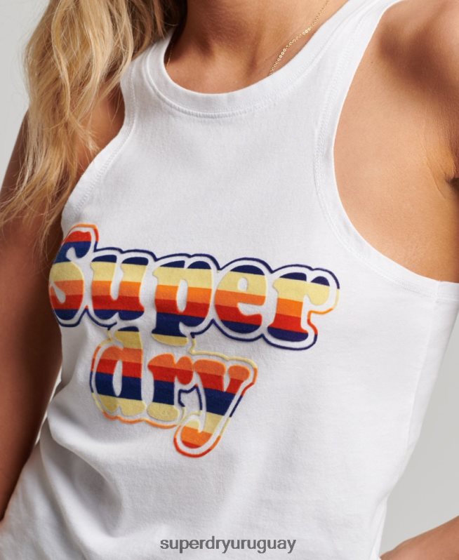 uy Superdry mujer top de chaleco clásico cooper vintage blanco DT2N8Z2171 ropa