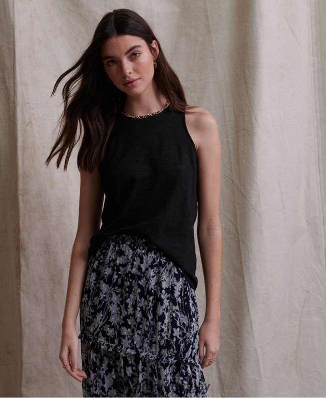 uy Superdry mujer top sin mangas con apliques de ganchillo lily negro DT2N8Z3084 ropa