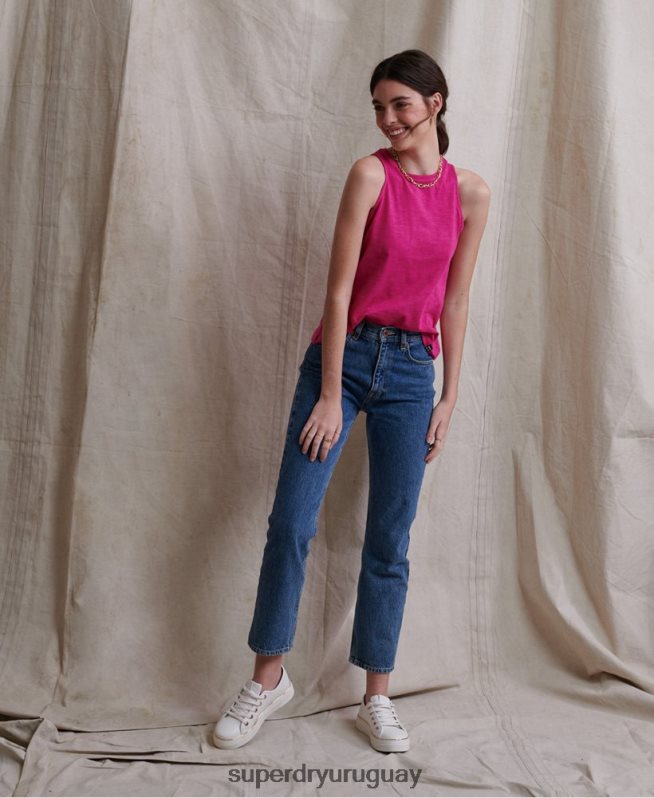 uy Superdry mujer top sin mangas con apliques de ganchillo lily rosa DT2N8Z3085 ropa