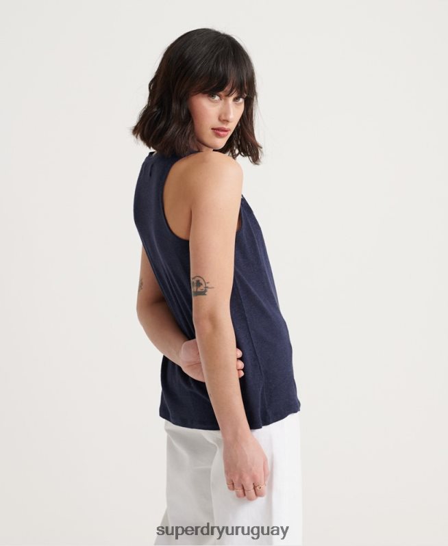 uy Superdry mujer top sin mangas con encaje chevron Armada DT2N8Z3086 ropa
