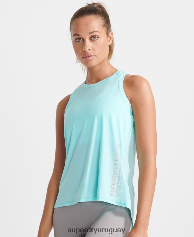 uy Superdry mujer top sin mangas refrescante azul DT2N8Z4211 ropa
