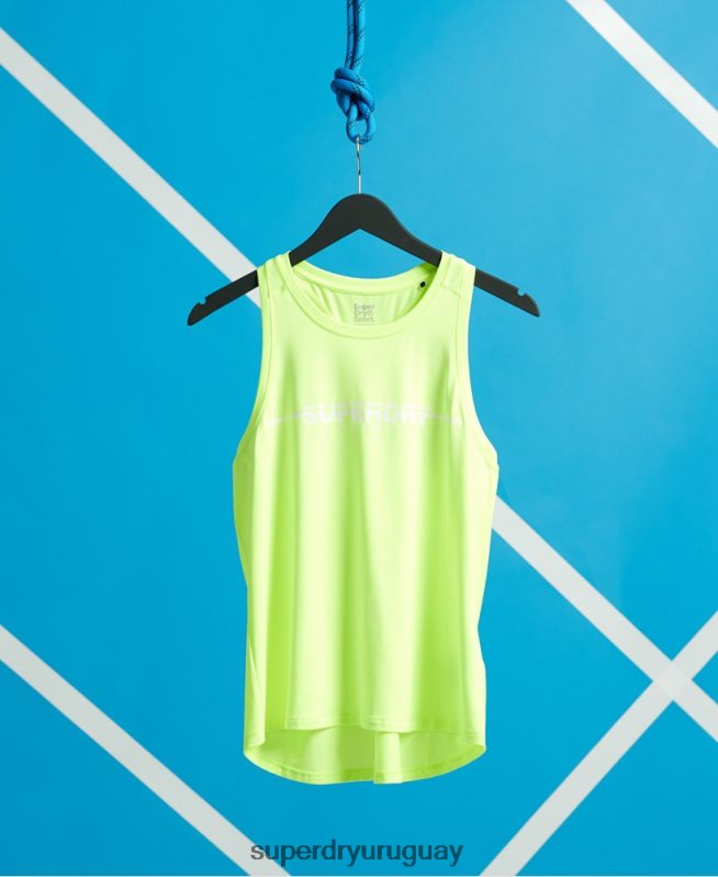 uy Superdry mujer tops de chaleco de gimnasio de entrenamiento amarillo DT2N8Z3082 ropa