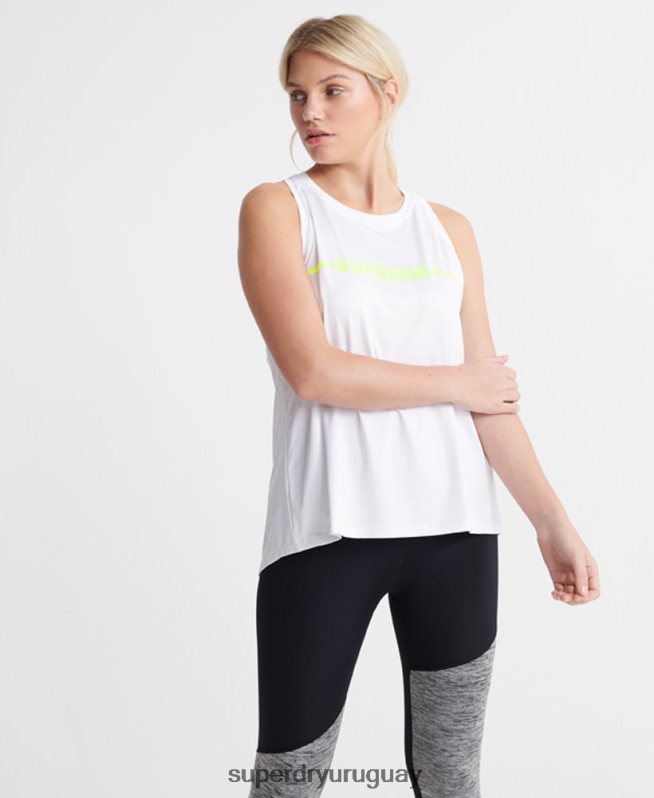 uy Superdry mujer tops de chaleco de gimnasio de entrenamiento blanco DT2N8Z3089 ropa