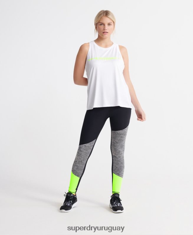 uy Superdry mujer tops de chaleco de gimnasio de entrenamiento blanco DT2N8Z3089 ropa