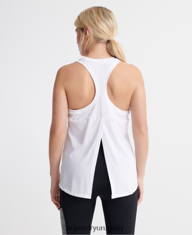 uy Superdry mujer tops de chaleco de gimnasio de entrenamiento blanco DT2N8Z3089 ropa