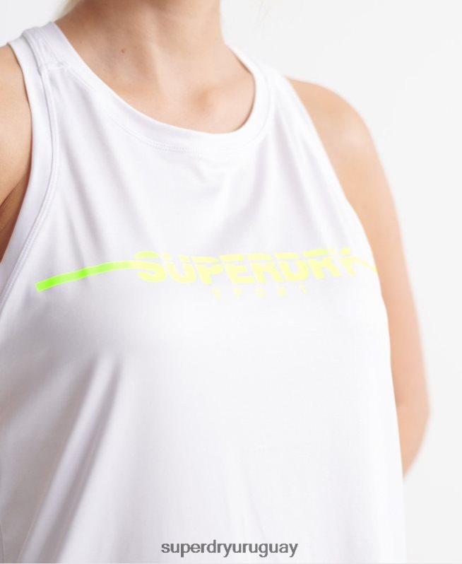 uy Superdry mujer tops de chaleco de gimnasio de entrenamiento blanco DT2N8Z3089 ropa