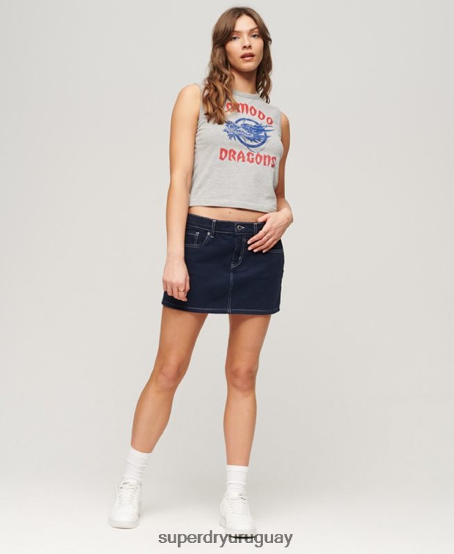 uy Superdry x Komodo mujer camiseta clásica de dragón gris DT2N8Z2119 ropa