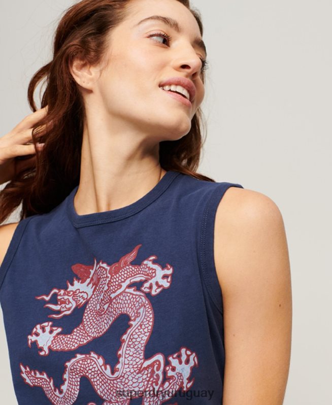 uy Superdry x Komodo mujer parte superior del chaleco de la vendimia Armada DT2N8Z2164 ropa