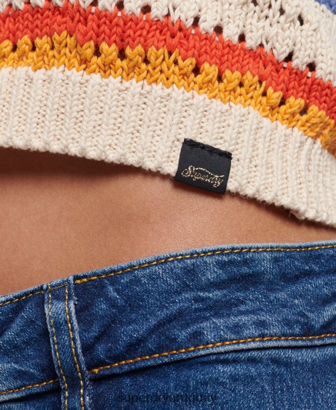 uy Superdry mujer blusa sin mangas de ganchillo marrón DT2N8Z2876 ropa