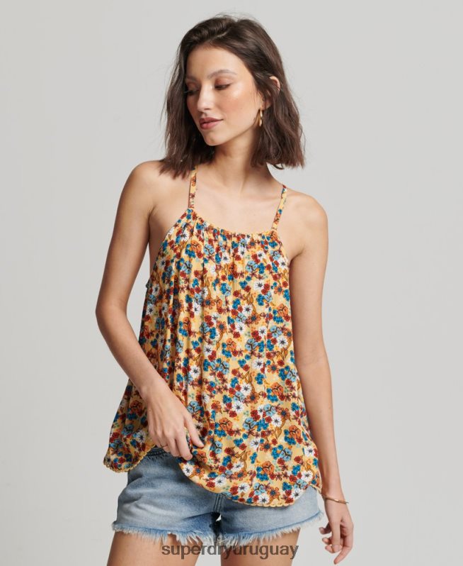 uy Superdry mujer camiseta halter de playa amarillo DT2N8Z2176 ropa