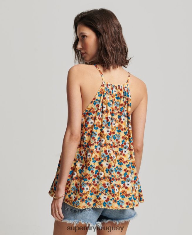 uy Superdry mujer camiseta halter de playa amarillo DT2N8Z2176 ropa