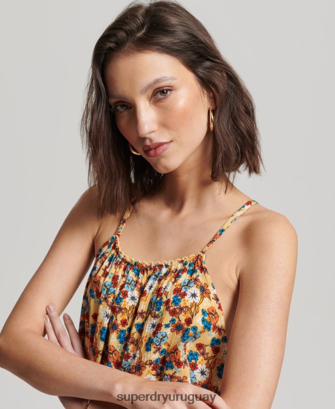 uy Superdry mujer camiseta halter de playa amarillo DT2N8Z2176 ropa