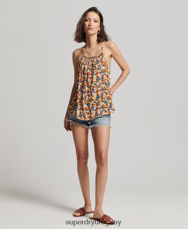 uy Superdry mujer camiseta halter de playa amarillo DT2N8Z2176 ropa
