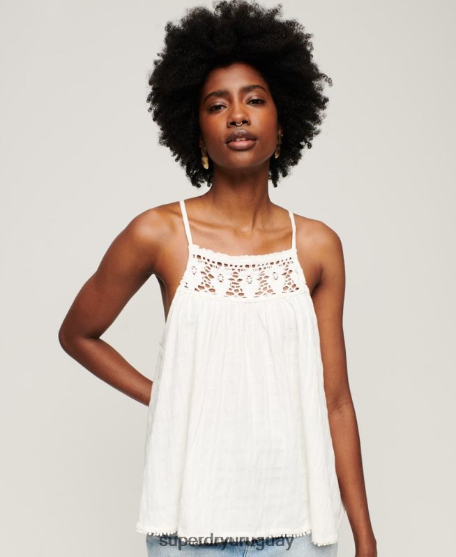 uy Superdry mujer camiseta halter vintage crema DT2N8Z2871 ropa