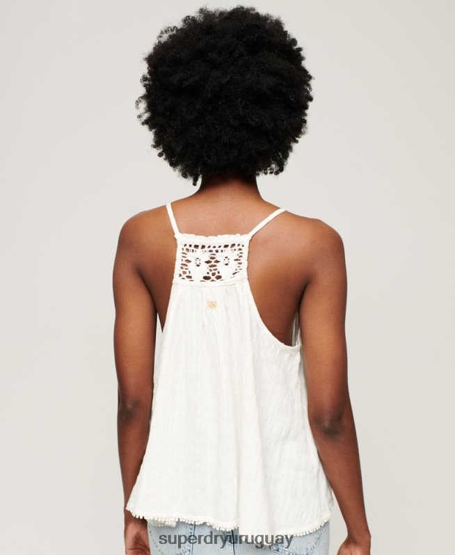 uy Superdry mujer camiseta halter vintage crema DT2N8Z2871 ropa