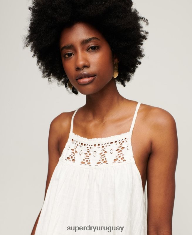 uy Superdry mujer camiseta halter vintage crema DT2N8Z2871 ropa