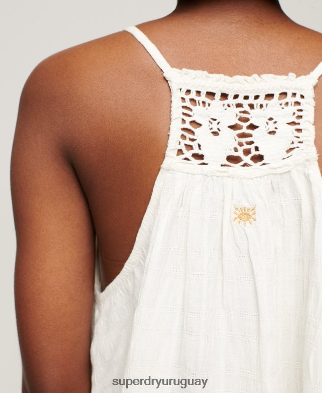 uy Superdry mujer camiseta halter vintage crema DT2N8Z2871 ropa