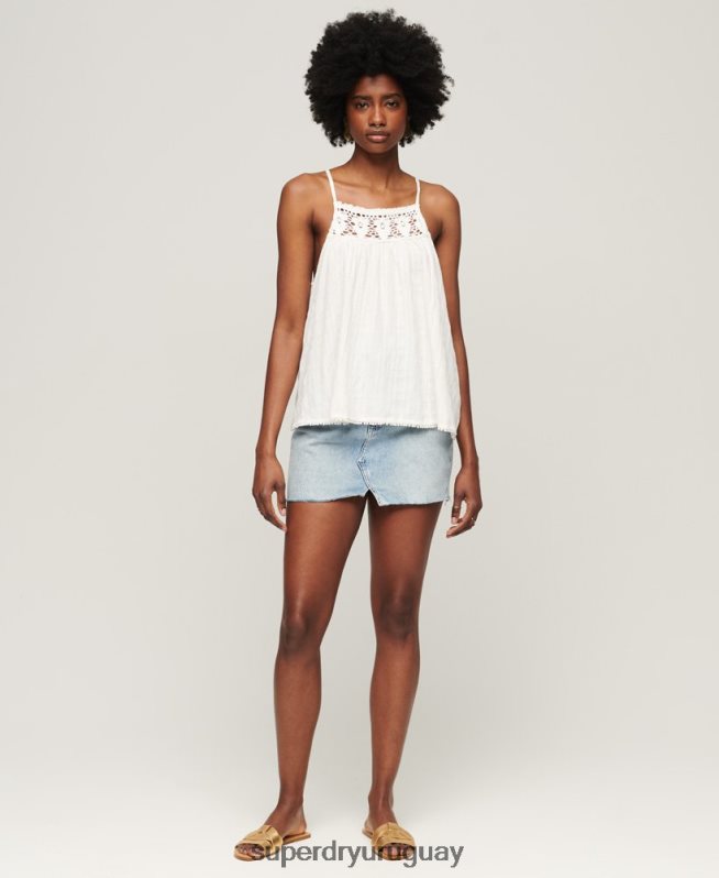 uy Superdry mujer camiseta halter vintage crema DT2N8Z2871 ropa