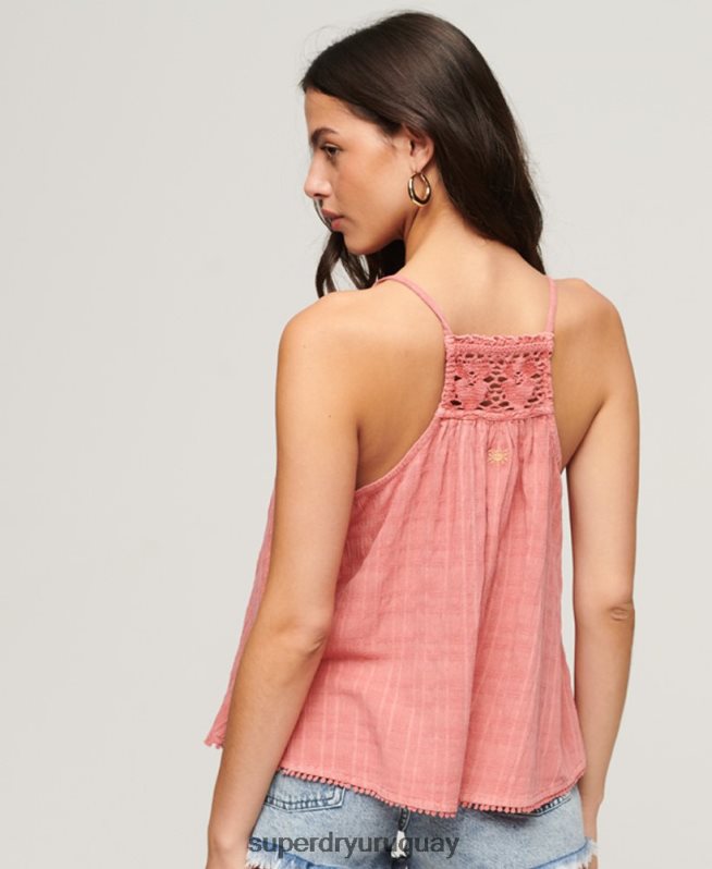 uy Superdry mujer camiseta halter vintage rosa DT2N8Z2877 ropa