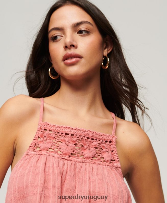 uy Superdry mujer camiseta halter vintage rosa DT2N8Z2877 ropa