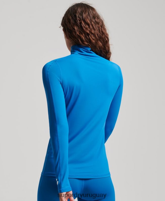 uy Superdry mujer camiseta interior con media cremallera azul DT2N8Z3031 ropa