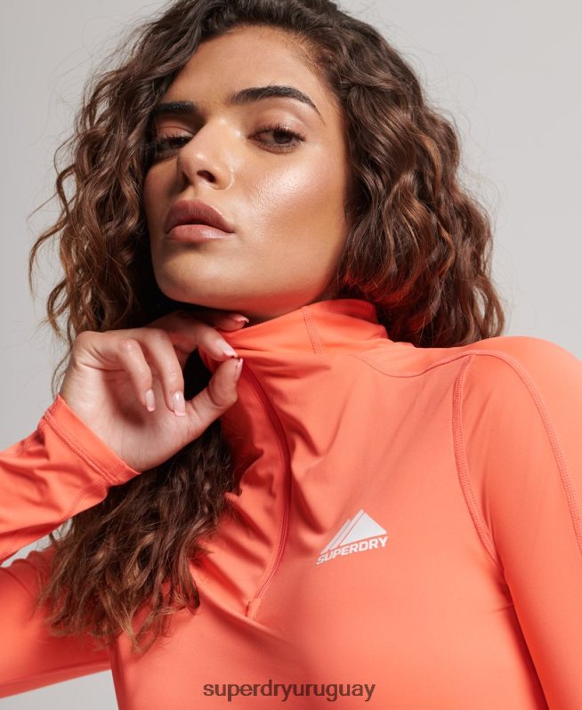 uy Superdry mujer camiseta interior con media cremallera coral DT2N8Z2967 ropa
