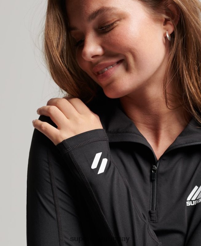 uy Superdry mujer camiseta interior con media cremallera negro DT2N8Z2966 ropa
