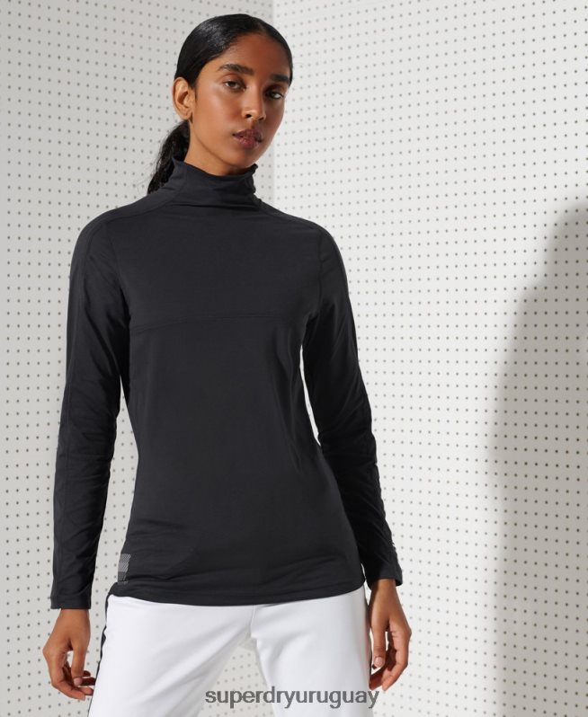 uy Superdry mujer camiseta interior de carbono con cuello redondo negro DT2N8Z3058 ropa
