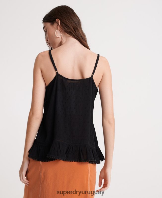 uy Superdry mujer camisola de encaje de verano negro DT2N8Z6776 ropa