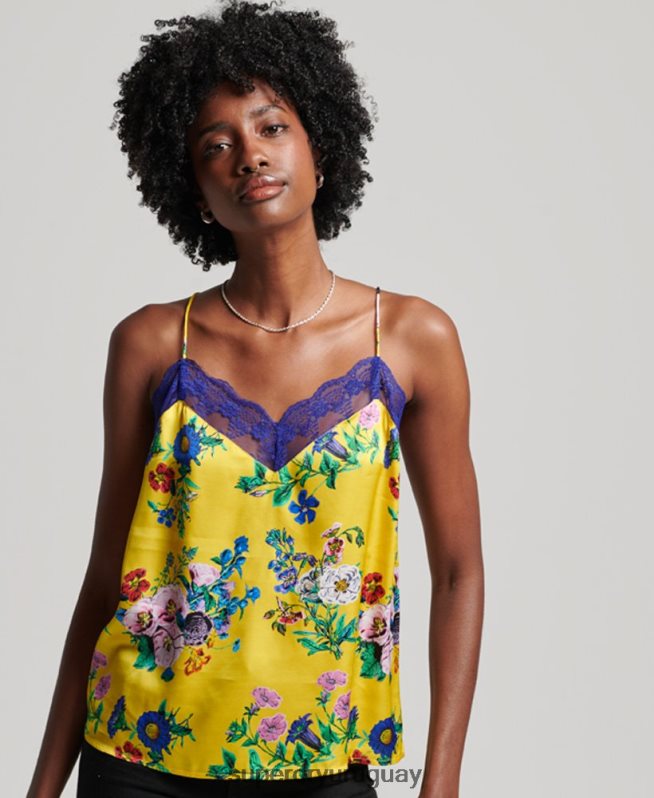 uy Superdry mujer camisola de satén amarillo DT2N8Z2994 ropa