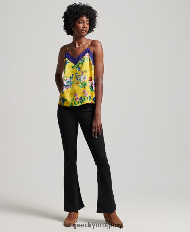 uy Superdry mujer camisola de satén amarillo DT2N8Z2994 ropa