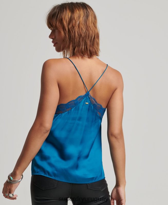 uy Superdry mujer camisola de satén azul DT2N8Z2938 ropa