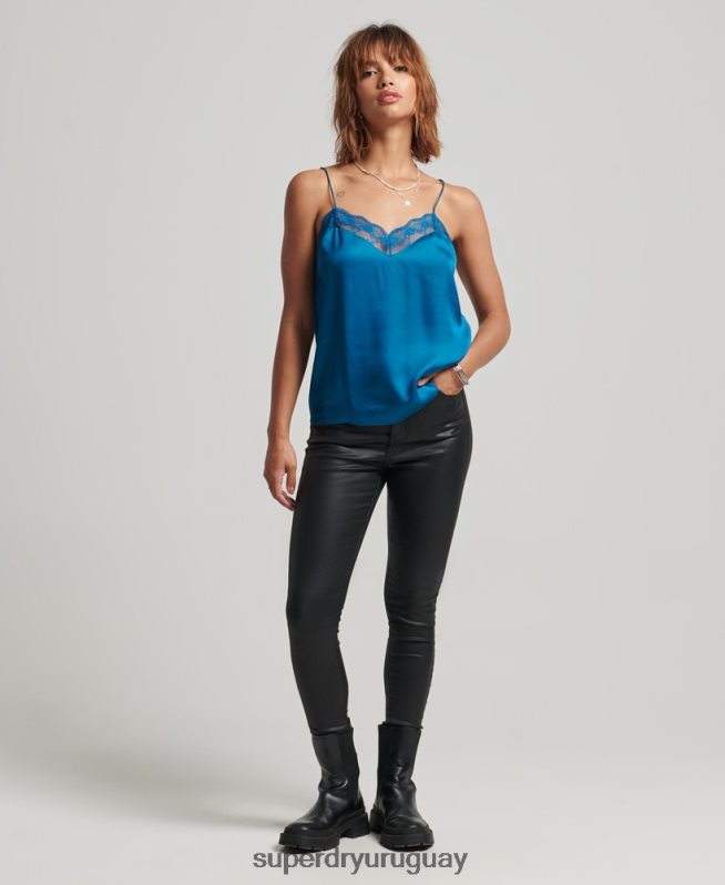 uy Superdry mujer camisola de satén azul DT2N8Z2938 ropa