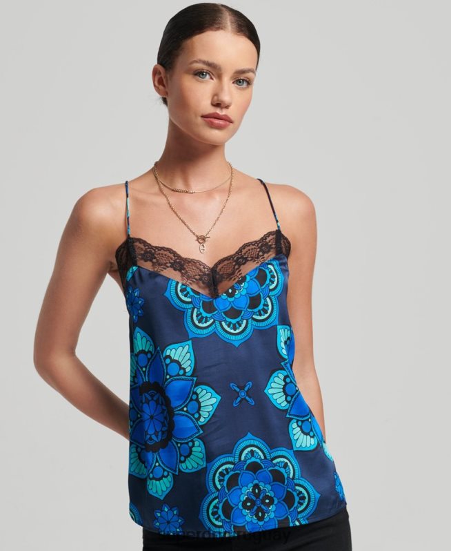 uy Superdry mujer camisola de satén azul DT2N8Z2993 ropa