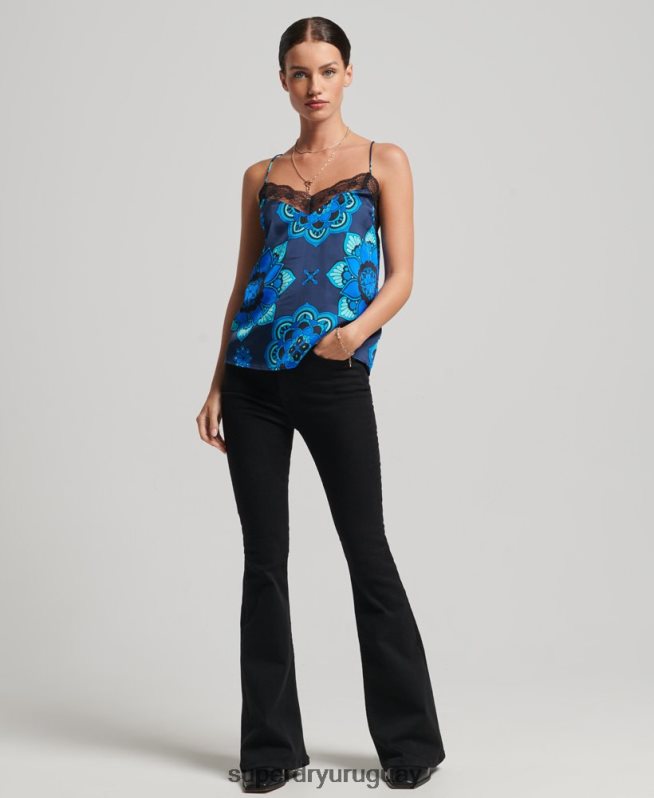 uy Superdry mujer camisola de satén azul DT2N8Z2993 ropa