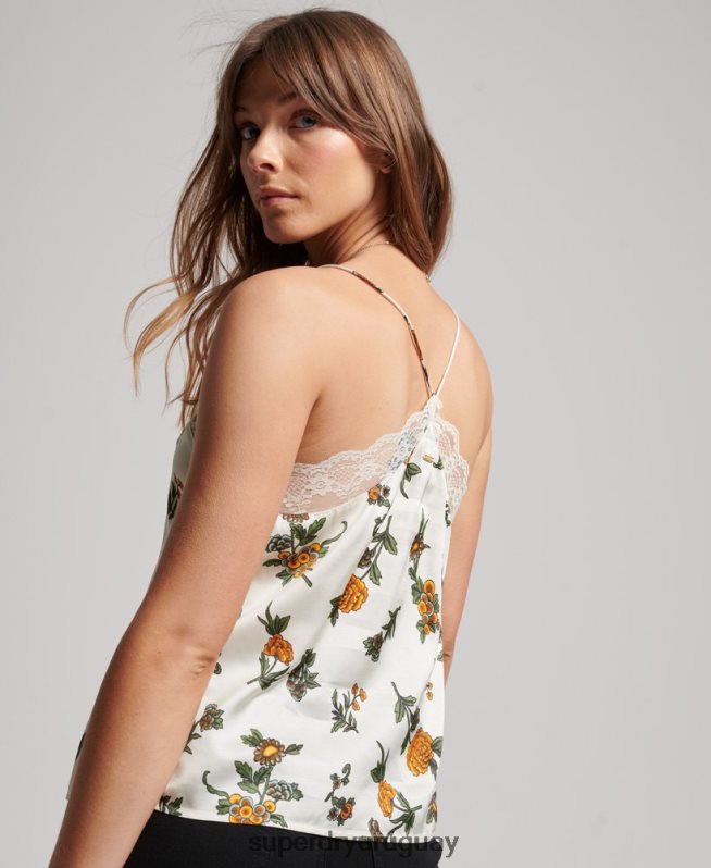 uy Superdry mujer camisola de satén blanco DT2N8Z2995 ropa