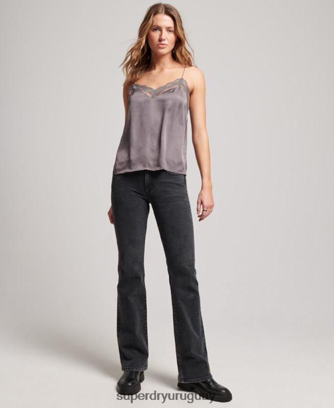 uy Superdry mujer camisola de satén gris DT2N8Z3017 ropa