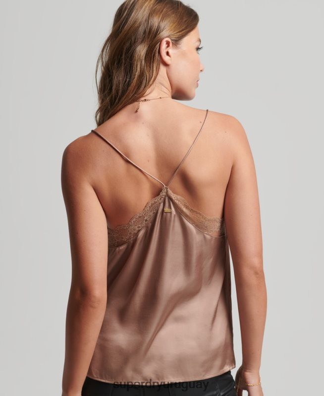 uy Superdry mujer camisola de satén marrón DT2N8Z2991 ropa