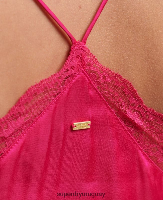 uy Superdry mujer camisola de satén rosa DT2N8Z2923 ropa