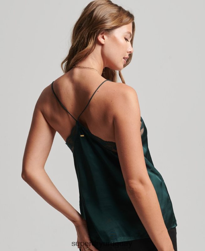 uy Superdry mujer camisola de satén verde DT2N8Z2937 ropa