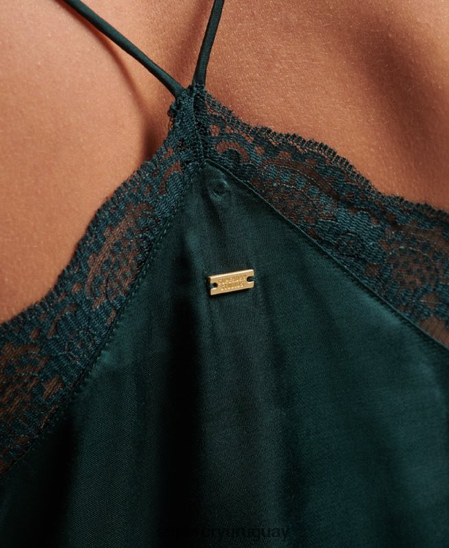 uy Superdry mujer camisola de satén verde DT2N8Z2937 ropa