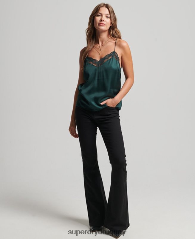 uy Superdry mujer camisola de satén verde DT2N8Z2937 ropa